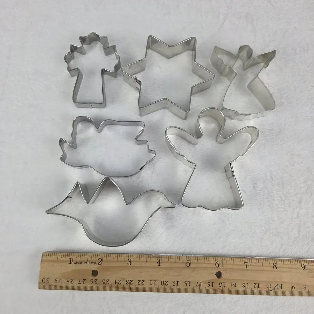 Metal Christmas Cookie Cutters Set of‎ 6 Angels Star Dove Cross Holiday Baking